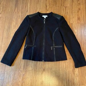 Tweed look Blazer w Leather Accents